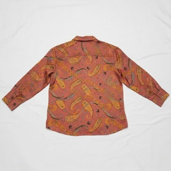NWT Haver + Blair Burnt Orange Paisley Print Button-Up Blouse XL - Picture 6 of 16